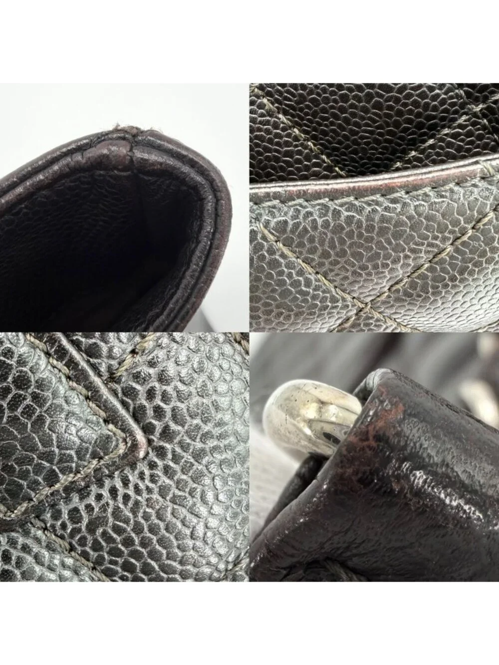 Chanel Handbag Grand Shopping Tote GST Quilted Chain CC Logo Shoulder Caviar
